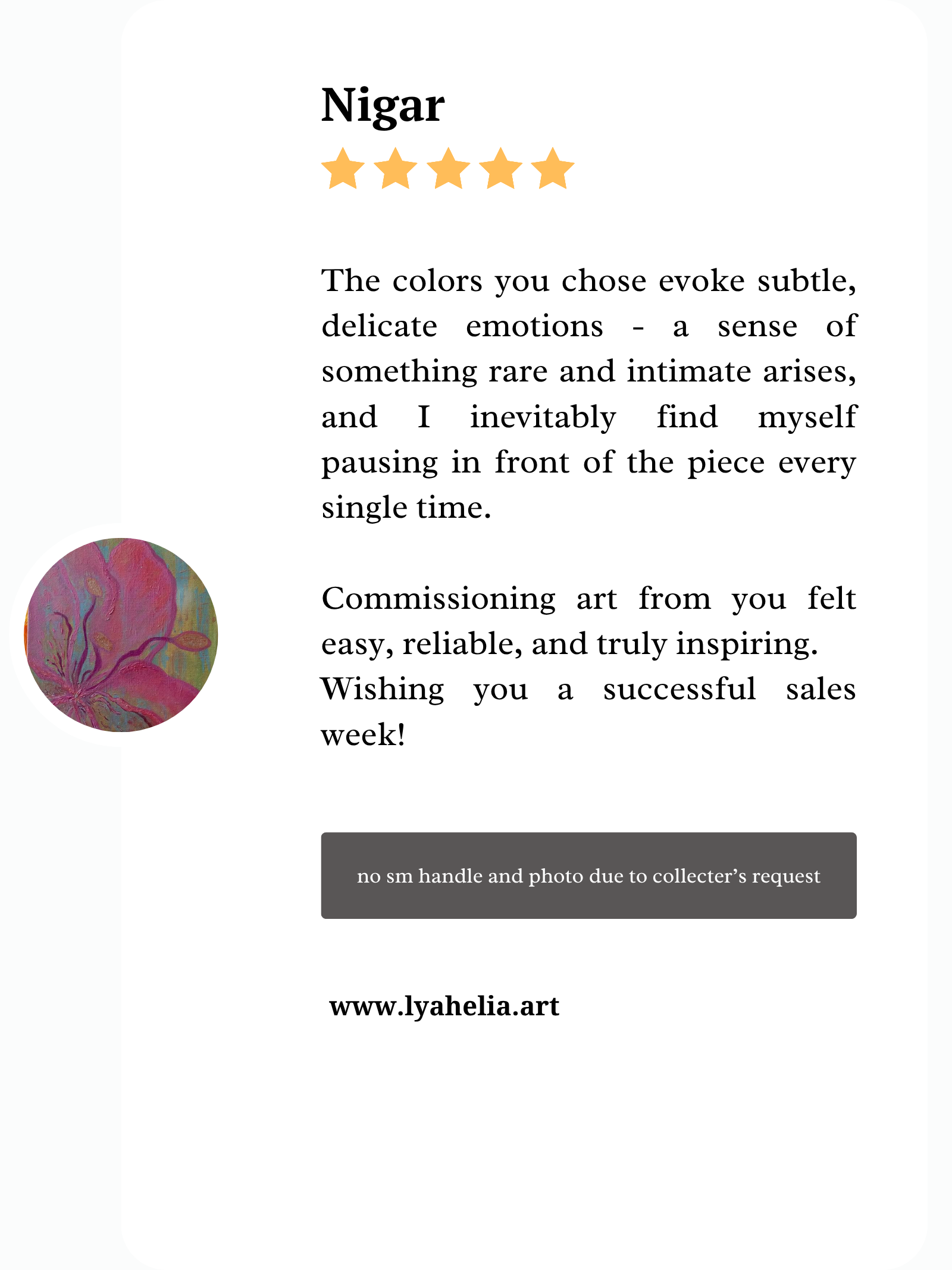 Nigar testimonial screenshot 2